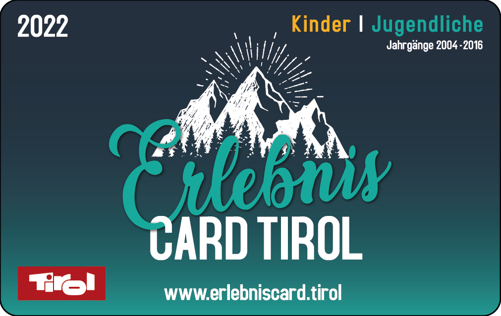 Die ErlebnisCard Tirol 2022 für Kinder/Jugendliche.