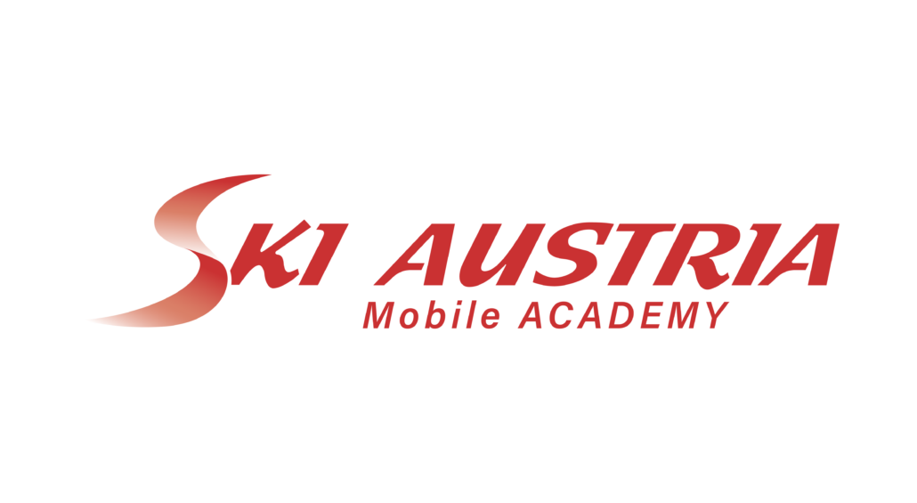 Das Logo der Ski Austria Mobile Academy GmbH kombiniert den klassischen Schriftzug von Ski Austria mit dem Add-On Mobile Academy. Die dominierende Farbe ist das Rot von Ski Austria.